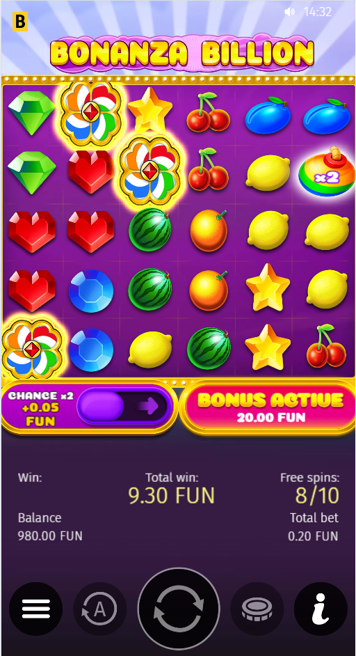 Bonanza Billion slot displayed on a mobile phone screen