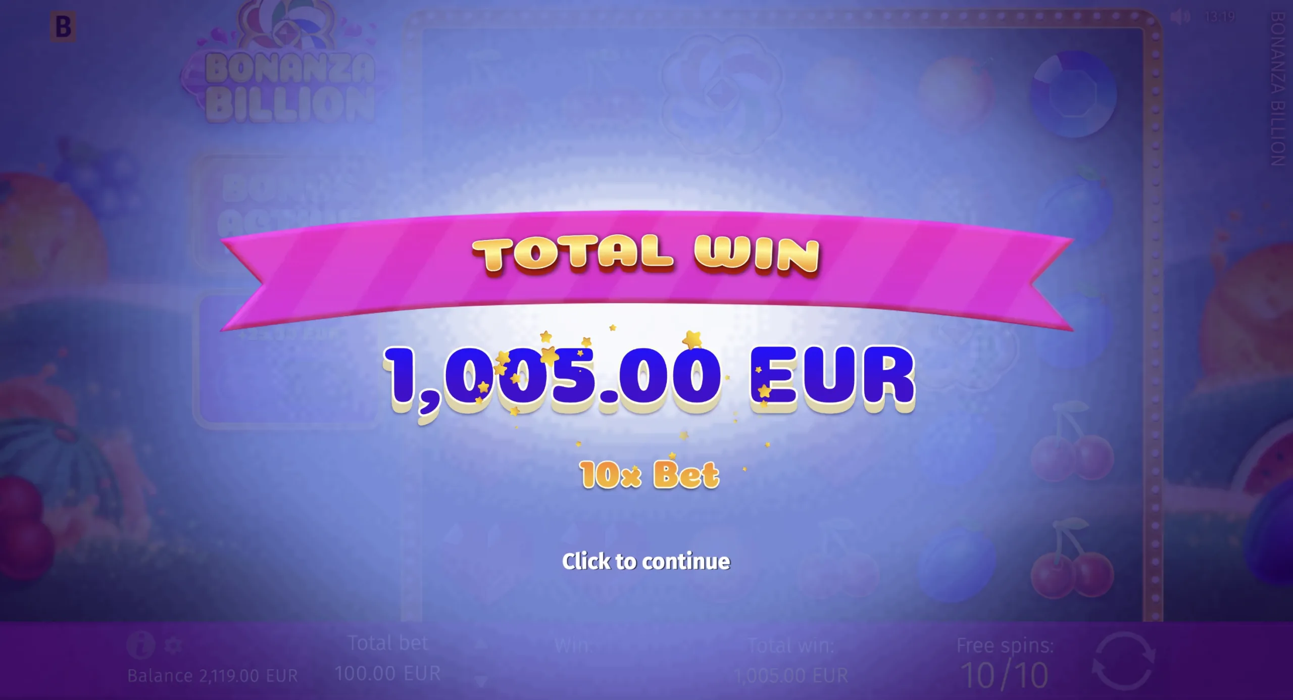 Multiplier orb symbol boosting a cluster win in Bonanza Billion